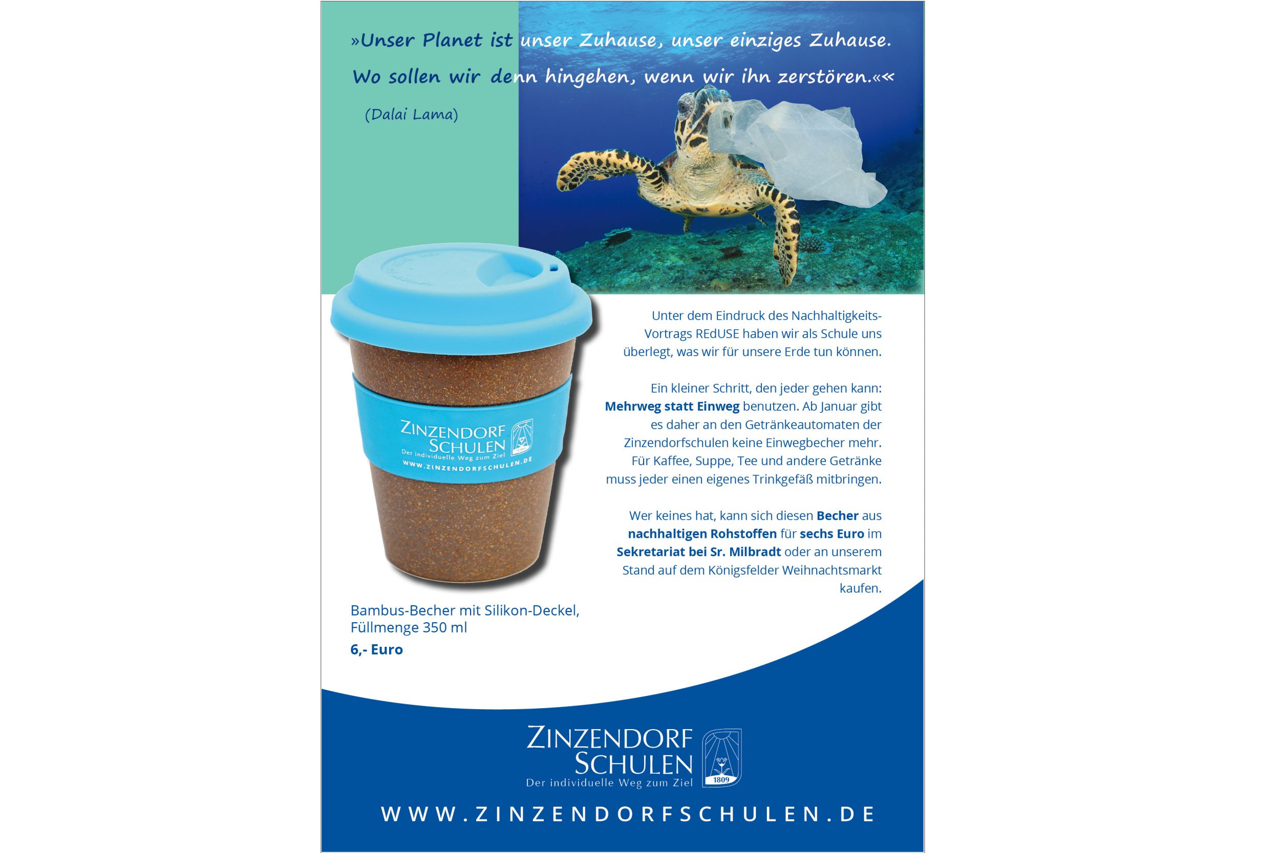 Bambusbecher mit Schullogo